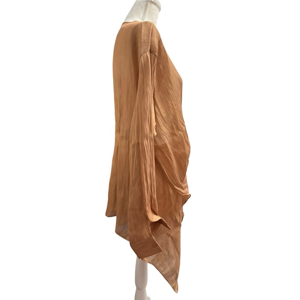 S-DEER NWT XXL Champagne Bronze Crinkled Draped Surplice Tunic Blouse - Picture 3 of 7